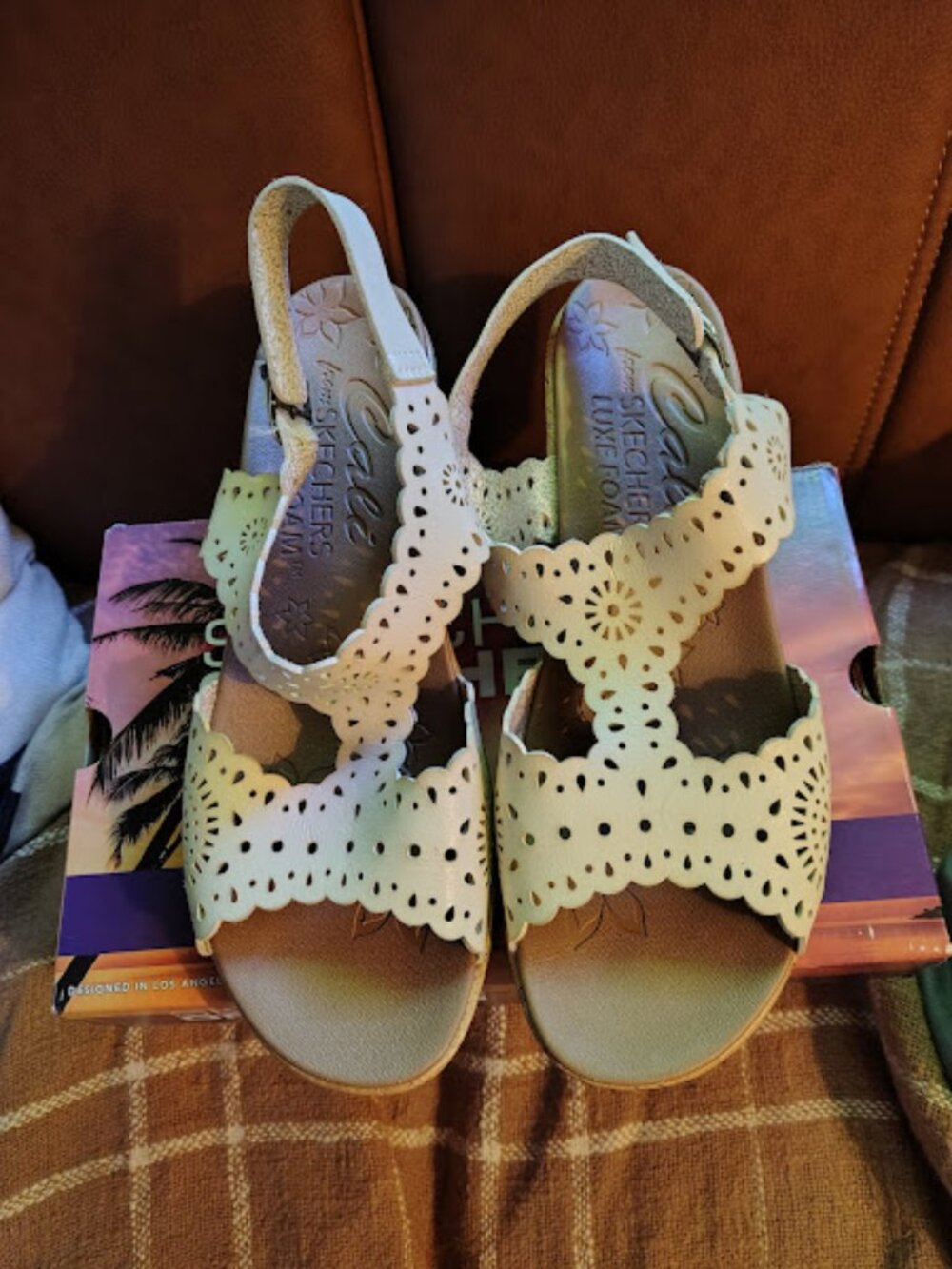 White Skecher sandals Size 11M